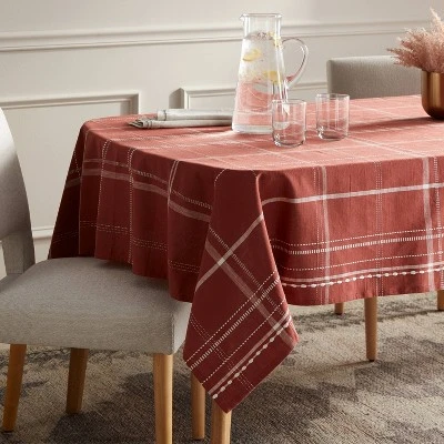 60"x84" Tablecloth Rust Plaid - Threshold™ 3 60"x84" Tablecloth Rust Plaid - Threshold™
