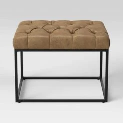 Trubeck Tufted Metal Base Ottoman Faux Leather - Threshold™ -Threshold Shop GUEST 0509fa7b e089 4af0 8df0 830bc533e45b