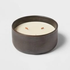 16oz Blackened Bowl Ceramic With Multi Woodwick And Dustcover Warm Cider + Cinnamon Candle Black - Threshold™ -Threshold Shop GUEST 2204d297 afb2 4733 88bb 89971aaf9dfe
