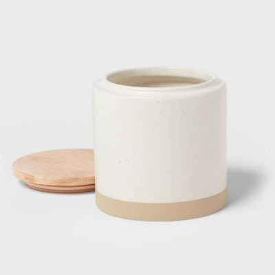 Camwood Collection Medium Stoneware Canister With Wood Lid Cream - Threshold™ 3 Camwood Collection Medium Stoneware Canister With Wood Lid Cream - Threshold™ - Image 2