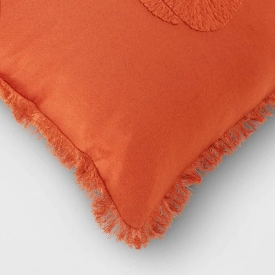 Embroidered Pumpkin With Frayed Edges Square Throw Pillow Rust - Threshold™ 5 Embroidered Pumpkin With Frayed Edges Square Throw Pillow Rust - Threshold™ - Image 3