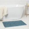 20"x32" Mixed Texture Chenille Bath Rug Teal Blue - Threshold™