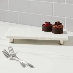 12" X 6" Marble Serving Stand White - Threshold™