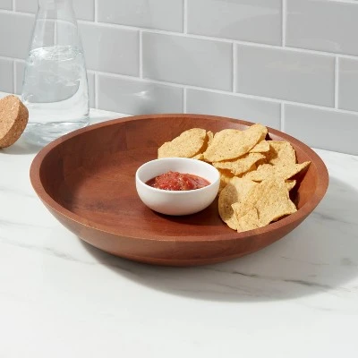 2pc Ceramic Signature Chip And Dip Serving Bowl - Threshold™ 3 2pc Ceramic Signature Chip And Dip Serving Bowl - Threshold™