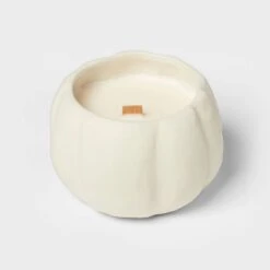 12oz Brushed Abstract Pumpkin Ceramic With Woodwick And Dustcover Spice Vanilla Fig Candle - Threshold™ -Threshold Shop GUEST 56dcf7e4 f6a0 44c9 ac04 ae33916564fb