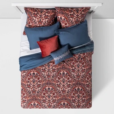 8pc Printed Paisley With Border Comforter Bedding Set Rose/Blue - Threshold™ 4 8pc Printed Paisley With Border Comforter Bedding Set Rose/Blue - Threshold™ - Image 2