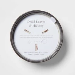 16oz Blackened Bowl Ceramic With Multi Woodwick And Dustcover Dried Leaves + Hickory Candle Black - Threshold™ -Threshold Shop GUEST 57ba232b bf59 48af b692 5f9767ccaa21