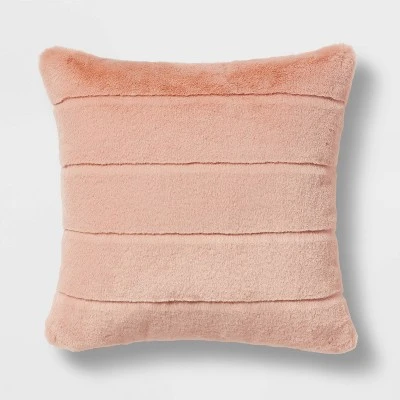 Square Faux Fur Channeled Decorative Throw Pillow - Threshold™ 6 Square Faux Fur Channeled Decorative Throw Pillow - Threshold™ - Image 4
