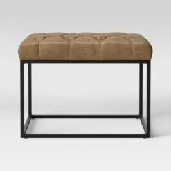 Trubeck Tufted Metal Base Ottoman Faux Leather - Threshold™ -Threshold Shop GUEST 6157a7ff 1bf7 44e1 b846 3ae5cf7f4815