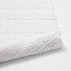 20"x32" Knit Striped Chenille Bath Rug Fringe White - Threshold™ -Threshold Shop GUEST 6239af6f a180 4d02 b1e9 c8e4e3c6d71f