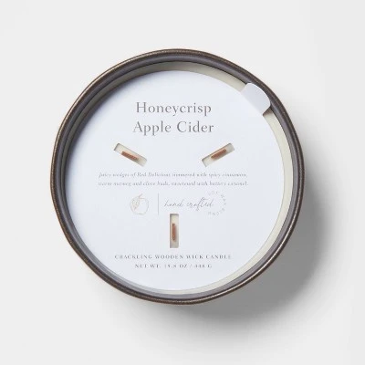 16oz Blackened Bowl Ceramic With Multi Woodwick And Dustcover Honeycrisp Apple Cider Candle Black - Threshold™ 6 16oz Blackened Bowl Ceramic With Multi Woodwick And Dustcover Honeycrisp Apple Cider Candle Black - Threshold™ - Image 4