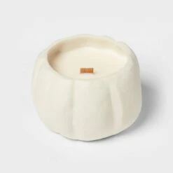 12oz Brushed Abstract Pumpkin Ceramic With Woodwick And Dustcover Acorn + Black Pine Candle - Threshold™ -Threshold Shop GUEST 6b0beb83 f6ee 4b5c b8a2 f163030a9d4c
