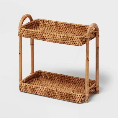 Natural Woven Tiered Vanity Bathroom Tray - Threshold™ 4 Natural Woven Tiered Vanity Bathroom Tray - Threshold™ - Image 2