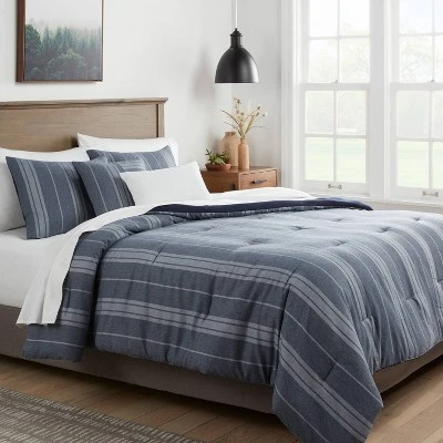 5pc Reversible Heathered Herringbone Stripe Comforter Set - Threshold™ 3 5pc Reversible Heathered Herringbone Stripe Comforter Set - Threshold™