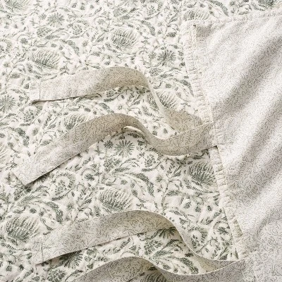 Decorative Border Cotton Slub Print Quilt Sham Light Teal Green – Threshold™ Designed With Studio McGee 6 Decorative Border Cotton Slub Print Quilt Sham Light Teal Green – Threshold™ Designed With Studio McGee - Image 4