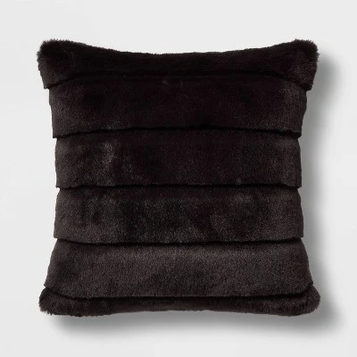 Square Faux Fur Channeled Decorative Throw Pillow - Threshold™ 7 Square Faux Fur Channeled Decorative Throw Pillow - Threshold™ - Image 5