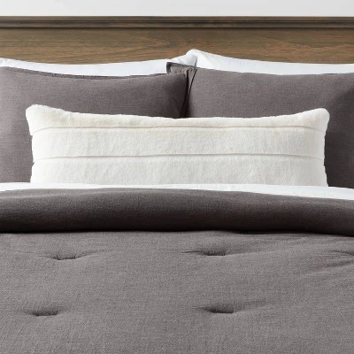 Oversized Oblong Faux Fur Channeled Decorative Throw Pillow - Threshold™ 3 Oversized Oblong Faux Fur Channeled Decorative Throw Pillow - Threshold™