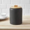 Large Stoneware Tilley Food Storage Canister With Wood Lid Black - Threshold™