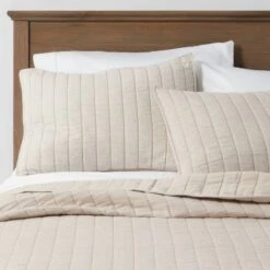 Herringbone Flannel Sham Beige - Threshold