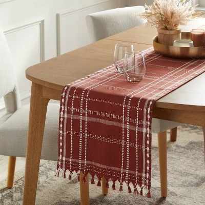 14"x72" Table Runner Rust Plaid - Threshold™ 3 14"x72" Table Runner Rust Plaid - Threshold™