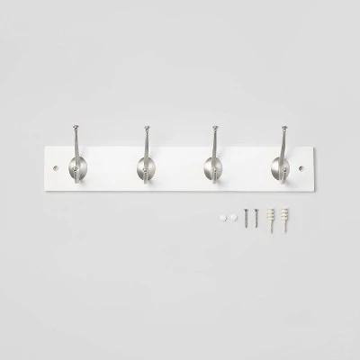 4 Hooks Rail Nickel Hooks Ivory - Threshold™ 4 4 Hooks Rail Nickel Hooks Ivory - Threshold™ - Image 2