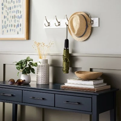 New Traditional 5 Hooks Rail Silver/Ivory - Threshold™ 3 New Traditional 5 Hooks Rail Silver/Ivory - Threshold™