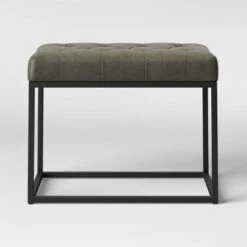 Trubeck Tufted Metal Base Ottoman Faux Leather - Threshold™ -Threshold Shop GUEST ab835a54 a3f3 4082 a637 7024908a9e52