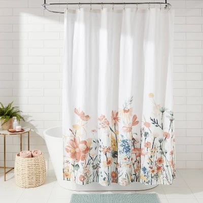 Watercolor Engineered Floral Shower Curtain - Threshold™ 2 Watercolor Engineered Floral Shower Curtain - Threshold™