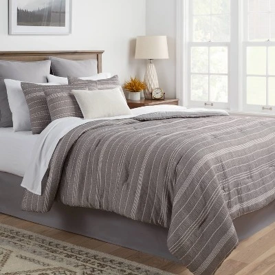 12pc Chambray Matelasse Stripe Comforter & Sheet Bedding Set Gray - Threshold™ 3 12pc Chambray Matelasse Stripe Comforter & Sheet Bedding Set Gray - Threshold™