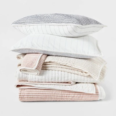 Reversible Cotton Stripe Quilt Collection - Threshold™ 3 Reversible Cotton Stripe Quilt Collection - Threshold™