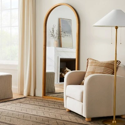 32" X 72" Wooden Arch Mirror Brown - Threshold™ Designed With Studio McGee 3 32" X 72" Wooden Arch Mirror Brown - Threshold™ Designed With Studio McGee