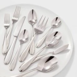 45pc Luxor 18/10 Stainless Steel Flatware Set - Threshold Signature™