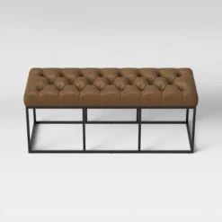 Trubeck Tufted Metal Base Bench Faux Leather Brown - Threshold™ -Threshold Shop GUEST d28fde93 afcd 4869 a2f1 80cd3349f38f