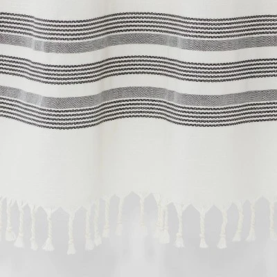 Striped Fringe Shower Curtain Off-White - Threshold™ 5 Striped Fringe Shower Curtain Off-White - Threshold™ - Image 3