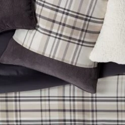 8pc Plaid With Corduroy Comforter Bedding Set Gray/Taupe - Threshold™ -Threshold Shop GUEST dd62e888 3bd5 41f9 9388 eb84a69796ab