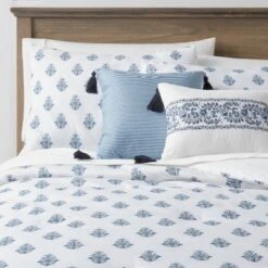 5pc Block Print With Border Comforter Bedding Set White/Blue - Threshold™ 15 5pc Block Print With Border Comforter Bedding Set White/Blue - Threshold™ -Threshold Shop GUEST ddc8a001 aa3a 4790 aed4 861077adb88d