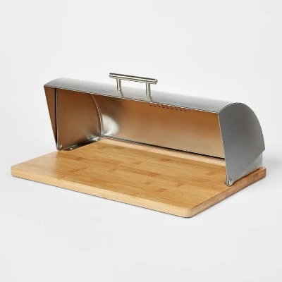 Metal Breadbox With Bamboo Base - Threshold™ 4 Metal Breadbox With Bamboo Base - Threshold™ - Image 2