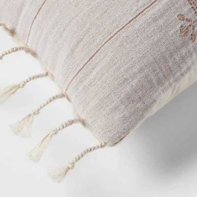 14"x36" Traditional Embroidered Oblong Decorative Pillow Ivory - Threshold™ 5 14"x36" Traditional Embroidered Oblong Decorative Pillow Ivory - Threshold™ - Image 3