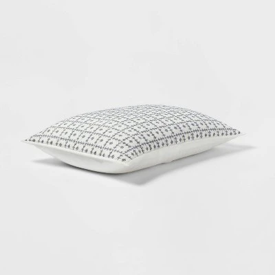 Embroidered Grid Sham Blue - Threshold 4 Embroidered Grid Sham Blue - Threshold - Image 2