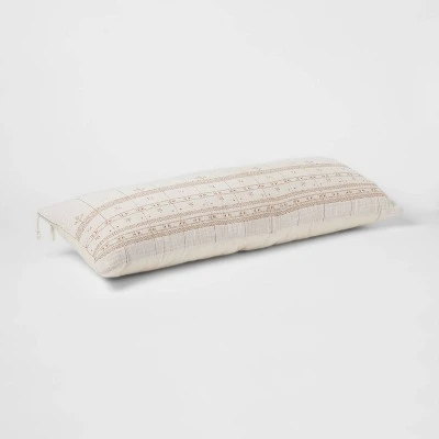 14"x36" Traditional Embroidered Oblong Decorative Pillow Ivory - Threshold™ 4 14"x36" Traditional Embroidered Oblong Decorative Pillow Ivory - Threshold™ - Image 2