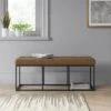 Trubeck Tufted Metal Base Bench Faux Leather Brown - Threshold™