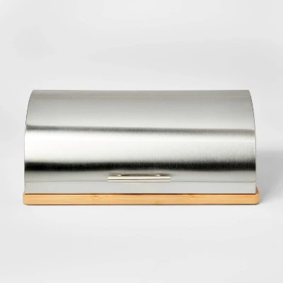 Metal Breadbox With Bamboo Base - Threshold™ 6 Metal Breadbox With Bamboo Base - Threshold™ - Image 4